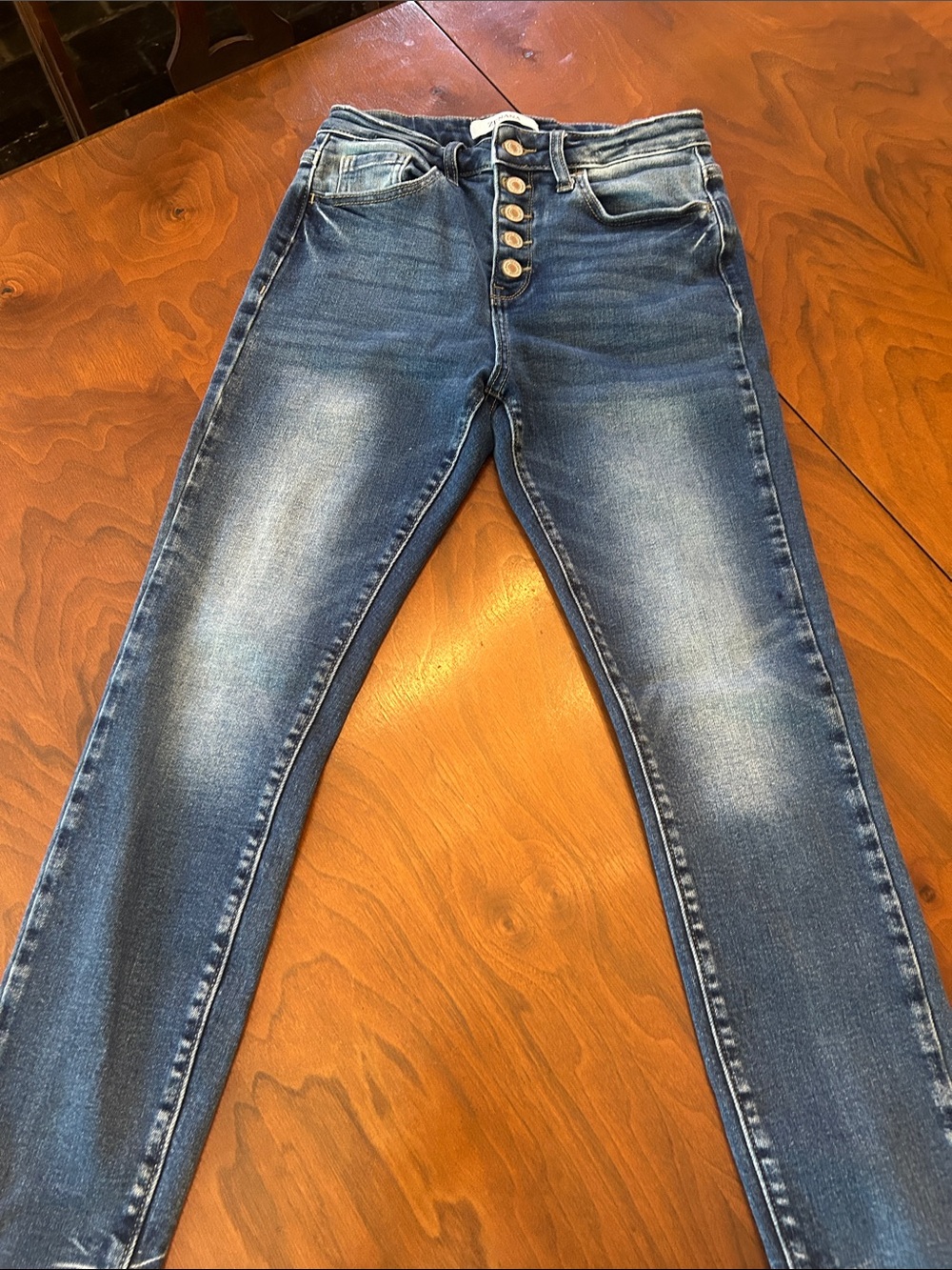 Zenana Outfitters Medium Blue Button-Fly Women's Jeans